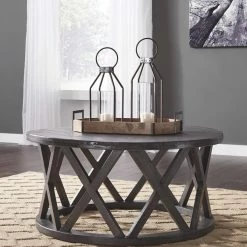 Ashley Furniture Sharzane - Grayish Brown - Round Cocktail Table Tables