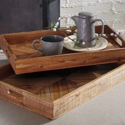 Ashley Furniture Dewitt - Brown - Tray Set (2/cn) Table Decor