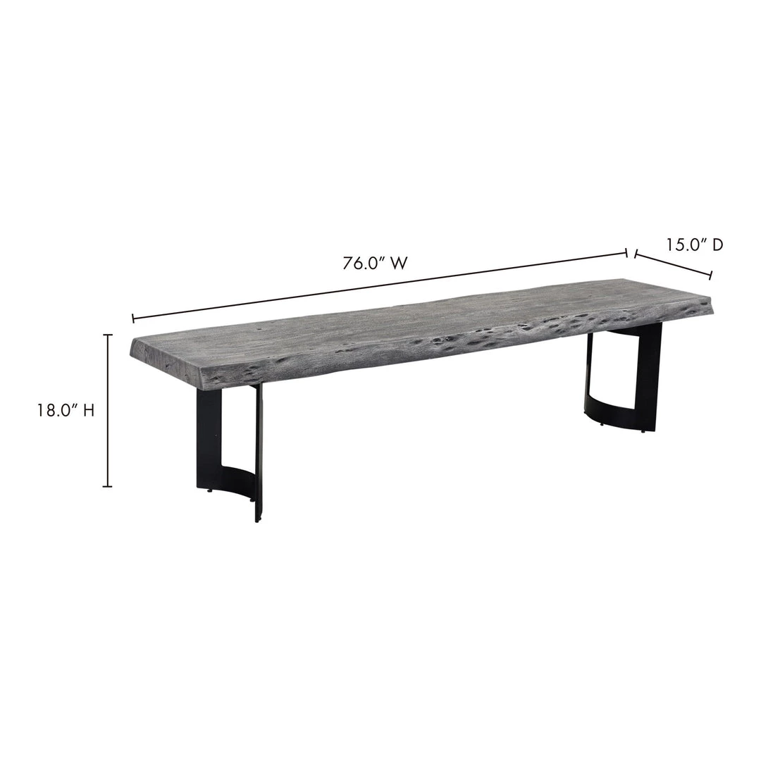 Moe's Home Collection Bent Bench Extra Small Weathered Grey Benches 5 Moe's Home Collection Bent Bench Extra Small Weathered Grey Benches