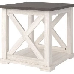 Ashley Furniture Dorrinson - White / Black / Gray - Square End Table Tables