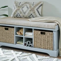 Ashley Furniture Benches Dowdy - Gray - Storage Bench