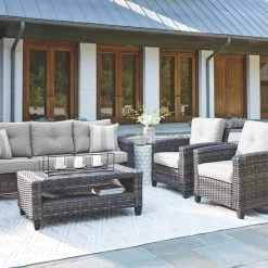 Ashley Furniture Cloverbrooke - Gray - Sofa/chairs/table Set (4/cn) Outdoor Sets