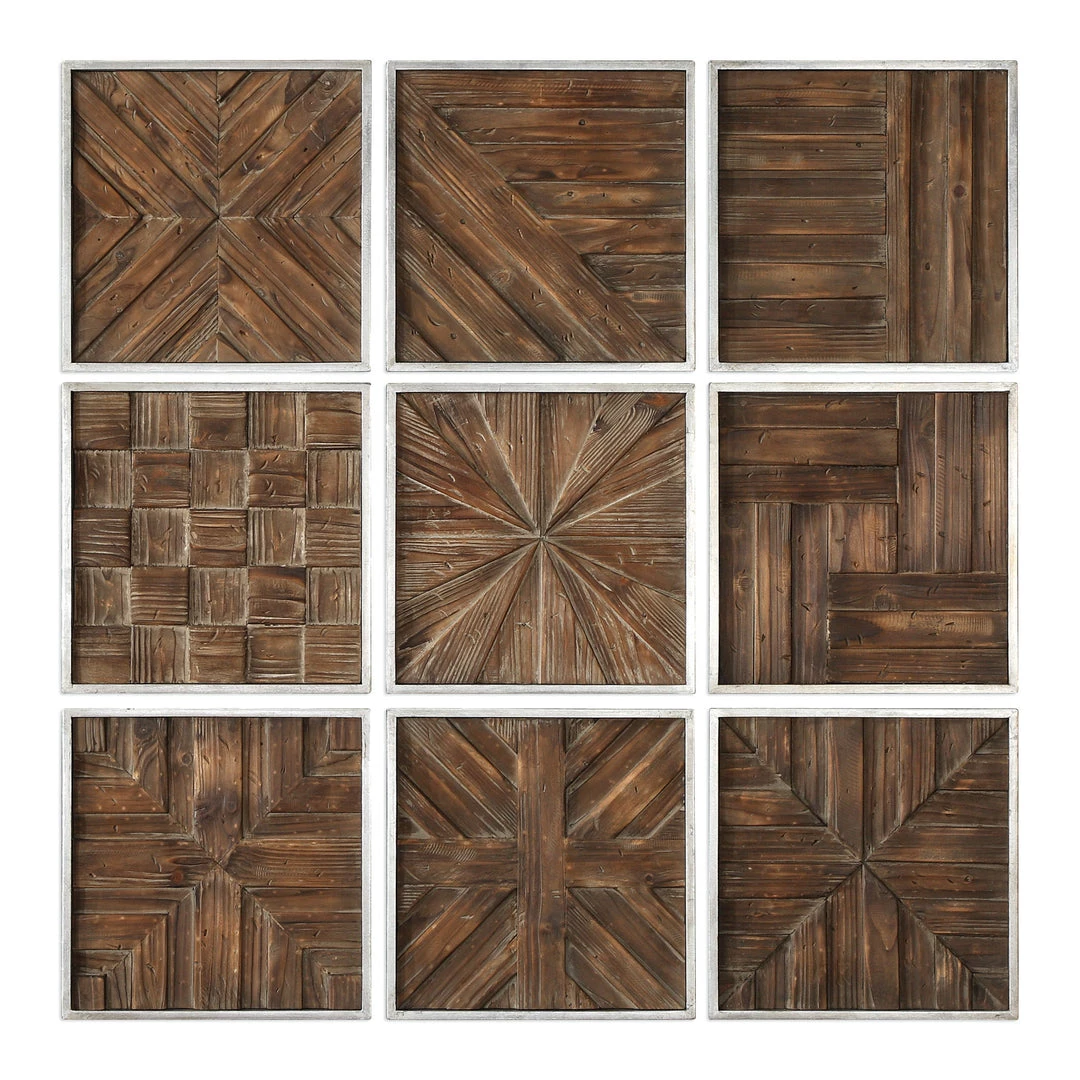 Accessories Uttermost Bryndle Rustic Wooden Squares S/9 3 Accessories Uttermost Bryndle Rustic Wooden Squares S/9