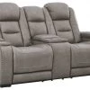 Ashley Furniture Loveseats The Man-den - Gray - Pwr Rec Loveseat/con/adj Hdrst