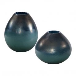 Table Decor Uttermost Rian Aqua Bronze Vases, S/2