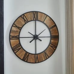 Ashley Furniture Byram - Natural/black - Wall Clock Accessories