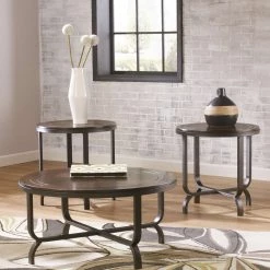 Ashley Furniture Tables Ferlin - Dark Brown - Occasional Table Set (3/cn)