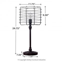 Ashley Furniture Accessories Javan - Antique Black - Metal Table Lamp (1/cn)