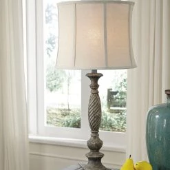Ashley Furniture Accessories Alinae - Pearl Silver - Poly Table Lamp (1/cn)