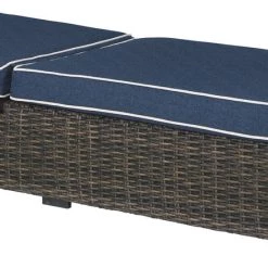 Ashley Furniture Chairs Grasson - Brown/blue - Chaise Lounge With Cushion