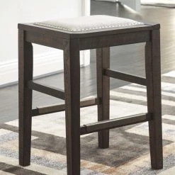 Ashley Furniture Hallishaw - Dark Brown - Upholstered Stool (1/cn) Stools