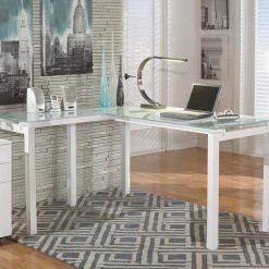 Ashley Furniture Baraga - White - L-desk Desks