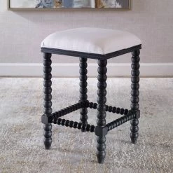 Uttermost Pryce Black Backless Counter Stool Stools