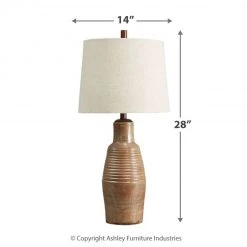 Ashley Furniture Calixto - Taupe - Terracotta Table Lamp (1/cn) Accessories