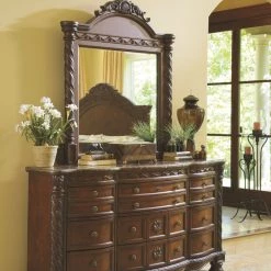 Millennium® By Ashley North Shore - Dark Ultimate Best In Class Dresser, Mirror, Panel Bed Bedroom Sets