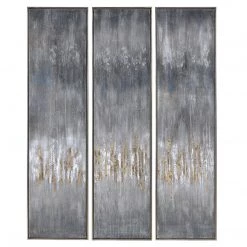 Accessories Uttermost Gray Showers Hand Painted Canvases, Set/3