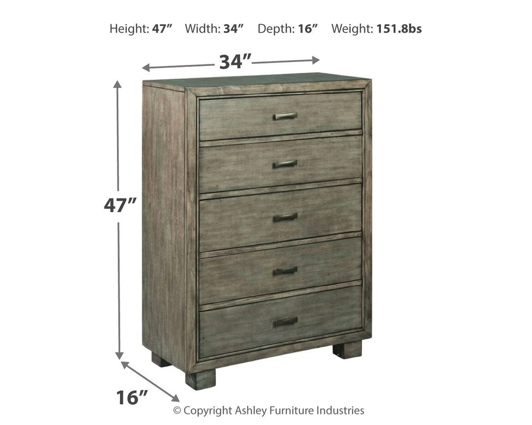 Ashley Furniture Arnett - Gray - Five Drawer Chest 4 Ashley Furniture Arnett - Gray - Five Drawer Chest