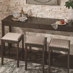Ashley Furniture Rokane - Dark Brown - Rect Drm Counter Tbl Set(4/cn) Dining Room Sets