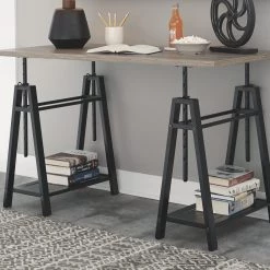 Ashley Furniture Irene - Grayish Best Gunmetal - Adjustable Height Desk