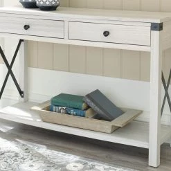 Ashley Furniture Bayflynn - Whitewash - Console Sofa Table With 2 Drawers Tables