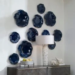Uttermost Abella Blue Ceramic Wall Decor, S/3 14 Uttermost Abella Blue Ceramic Wall Decor, S/3