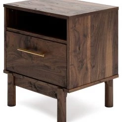 Signature Design By Ashley® Calverson - Mocha - One Drawer Night Stand - Medium Nightstands