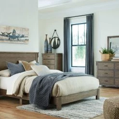 Signature Design By Ashley® Shamryn - Grayish Brown - 3 Pc. - Dresser, Mirror, Queen Panel Bed