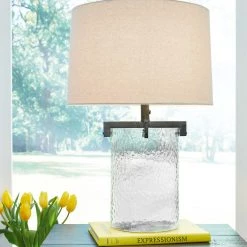 Ashley Furniture Fentonley - Clear/antique Black - Glass Table Lamp (1/cn)