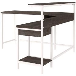 Ashley Furniture Dorrinson - White / Black / Gray - L-desk With Storage