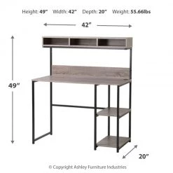 Ashley Furniture Daylicrew - Grayish Brown/gunmetal - Home Office Desk And Hutch Desks