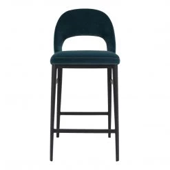 Moe's Home Collection Stools Roger Counter Stool Teal Velvet