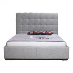 Moe's Home Collection Beds Belle Storage Bed Queen Light Grey Fabric