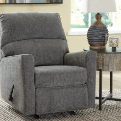 Benchcraft® Dalhart - Charcoal - 4 Pc. - Left Arm Facing Sofa Sectional, Rocker Recliner, Ottoman