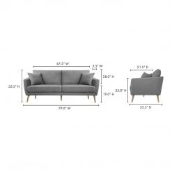 Moe's Home Collection Lilou Sofa Light Grey