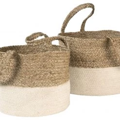 Ashley Furniture Parrish - Natural/white - Basket Set (2/cn) Table Decor