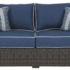 Ashley Furniture Loveseats Grasson - Brown/blue - Loveseat W/cushion