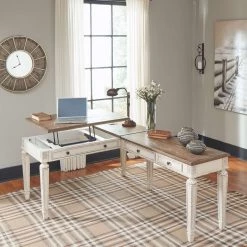 Ashley Furniture Realyn - White/brown - Home Office Lift Top Desk
