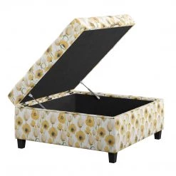 Emerald Home Ottomans Celia Storage Ottoman, Golden Poppy