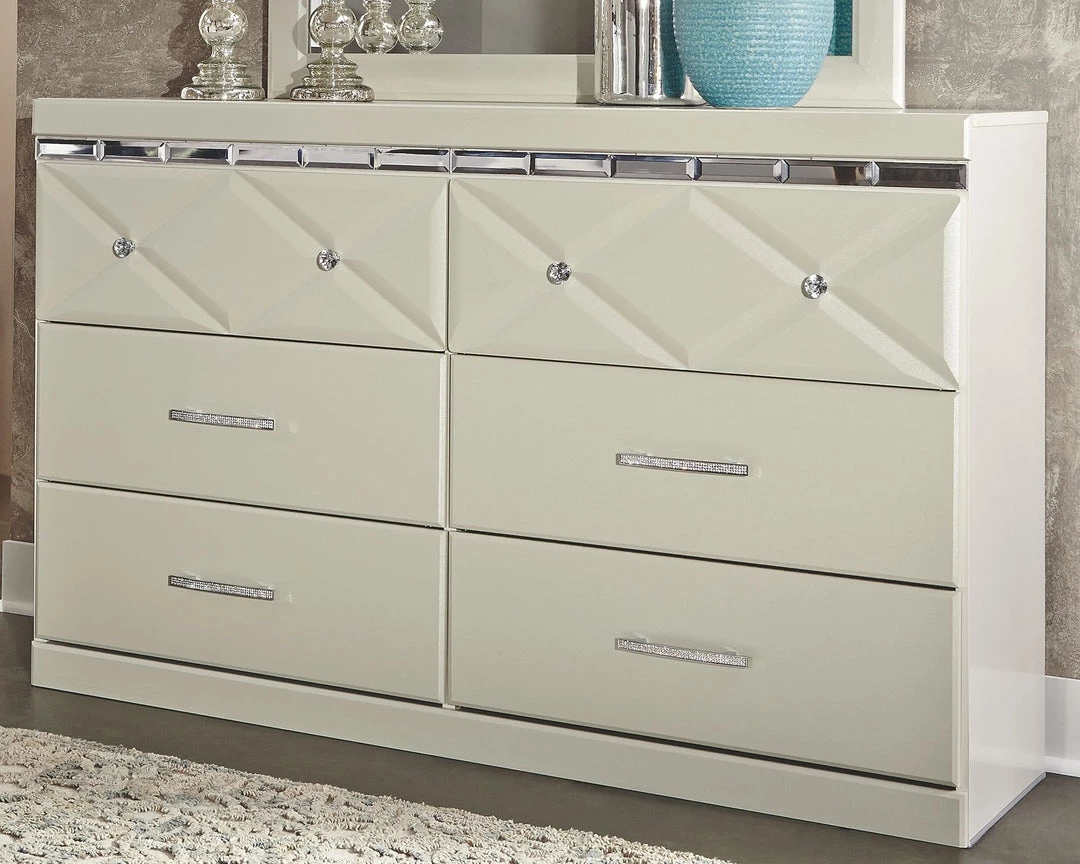 Signature Design By Ashley® Bedroom Sets Dreamur - Pearl Stipple - Dresser, Mirror, Panel Bed 4 Signature Design By Ashley® Bedroom Sets Dreamur - Pearl Stipple - Dresser, Mirror, Panel Bed