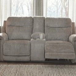 Signature Design By Ashley® Reclining Furniture Mouttrie - Set - Power Reclining Sofa With Adjustable Headrest, Power Reclining Loveseat With CON/Adjustable HDRST