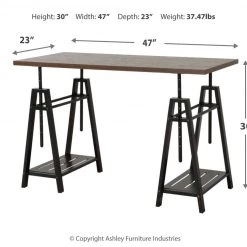 Ashley Furniture Irene - Grayish Best Gunmetal - Adjustable Height Desk