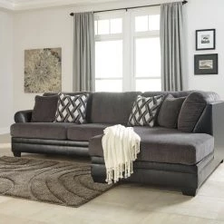 Benchcraft® Sectionals Kumasi - Gray Dark - Laf Sofa & Raf Chaise Sectional