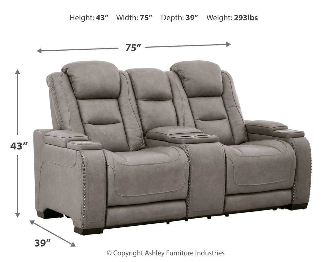 Ashley Furniture Loveseats The Man-den - Gray - Pwr Rec Loveseat/con/adj Hdrst 4 Ashley Furniture Loveseats The Man-den - Gray - Pwr Rec Loveseat/con/adj Hdrst