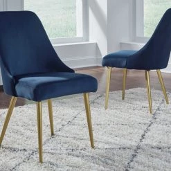 Ashley Furniture Chairs Wynora - Blue/gold Finish - Dining Uph Side Chair (2/cn) 11 Ashley Furniture Chairs Wynora - Blue/gold Finish - Dining Uph Side Chair (2/cn)