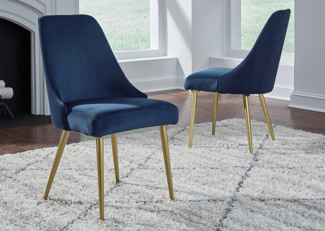 Ashley Furniture Chairs Wynora - Blue/gold Finish - Dining Uph Side Chair (2/cn) 5 Ashley Furniture Chairs Wynora - Blue/gold Finish - Dining Uph Side Chair (2/cn)
