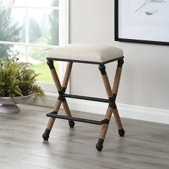 Stools Uttermost Firth Rustic Oatmeal Counter Stool