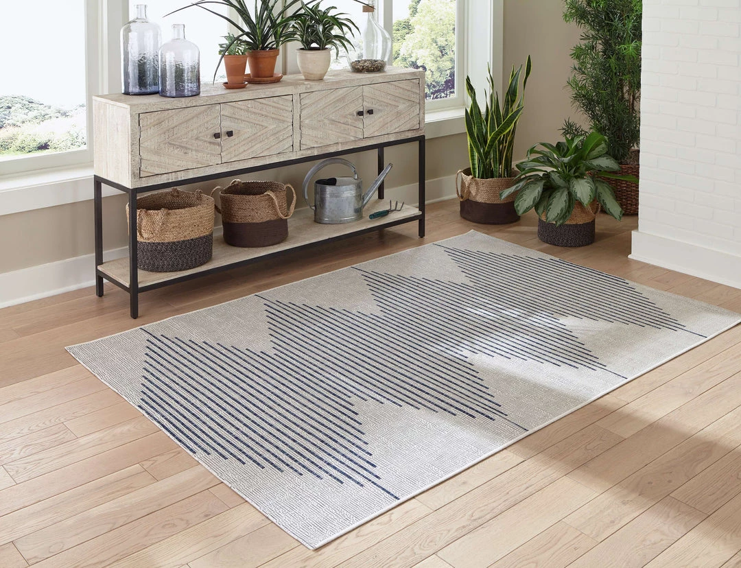 Ashley Furniture Alverno - White/blue - Medium Rug 4 Ashley Furniture Alverno - White/blue - Medium Rug