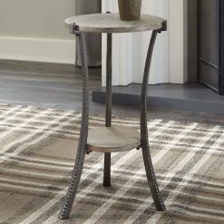 Ashley Furniture Tables Enderton - White Wash/pewter - Accent Table