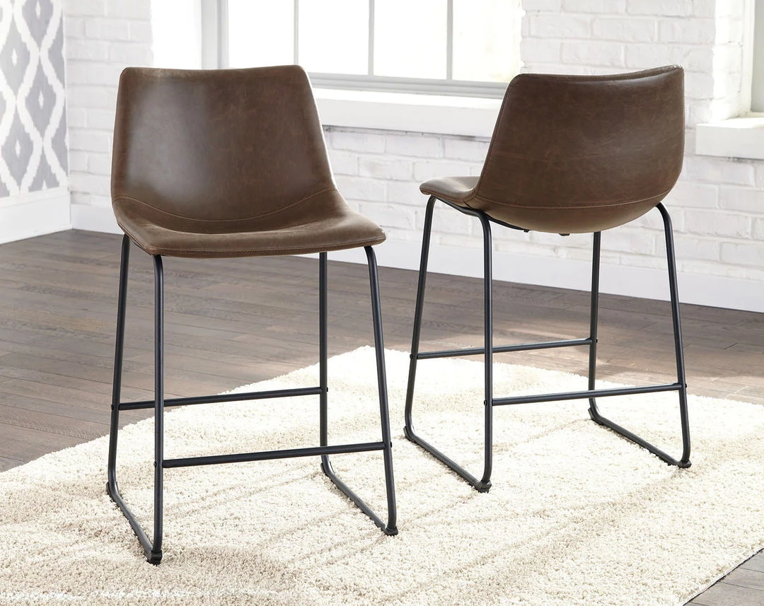 Signature Design By Ashley® Centiar - Dark Brown - 5 Pc. - Round Counter Table, 4 Upholstered Barstools 5 Signature Design By Ashley® Centiar - Dark Brown - 5 Pc. - Round Counter Table, 4 Upholstered Barstools