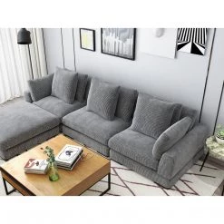 Moe's Home Collection Sectional Pieces Tumble Slipper Chair Charcoal